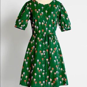 ModCloth Princess Highway Last Bud Not Least A-Line Dress Green Floral AU 6 US 2